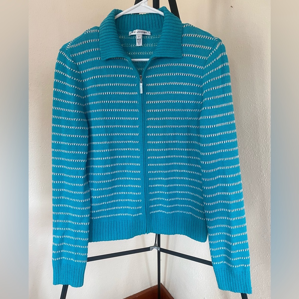 St.John Zip Lightweight Sweater Sz P